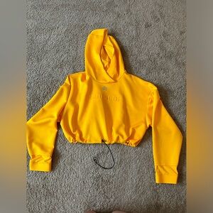 Yellow Raw Gear Sweatshirt Womens 2-XL Hooded Cropped Long-Sleeve E-19